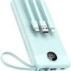 VEEKTOMX Portable Phone Charge with Built in Cables, 10000mAh Ultra Slim Power Bank with 5 Outputs and LED Display, Battery Pack Compatible with iPhone/iPad/Samsung and Other Android Smart Devices