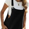 Fiona Jolin Women's Summer Cotton Linen Short Overalls Casual Bib Overall Shorts Rompers with Pockets