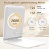 Rechargeable Travel Makeup Mirror with 10X Magnifying Mirror, Vanity Mirror with 80LEDs, 3 Color Lighting, High Capacity 2000mAh Batteries, Portable Ultra Slim Lighted Makeup Mirror, Travel Essential - Image 5