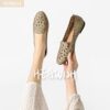 HEAWISH Women's Floral Ballet Flats for Women Black Beige Slip On Flowers PU Leather Round Toe Dress Shoes - Image 7