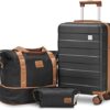 imiomo Carry on Luggage, 20 IN Carry-on Suitcase with Spinner Wheels, Hardside 3PCS Set Lightweight Rolling Travel Luggage with TSA Lock(20"/Black)