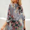 Women's Floral Print Puff Sleeve Kimono Cardigan Loose Cover Up Casual Blouse Tops - Image 5