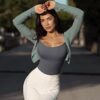 OQQ Women's 3 Piece Bodysuits Sexy Ribbed Sleeveless Adjustable Spaghetti Strip Tops Shapewear Bodysuits - Image 3