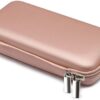 iMangoo Shockproof Carrying Case Hard Protective EVA Case Impact Resistant Travel 12000mAh Bank Pouch Bag USB Cable Organizer Earbuds Pocket Accessory Smooth Coating Zipper Wallet Rose Gold - Image 6