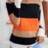 Dokotoo Fall Sweaters Round Neck Striped Cute Winter Pullover Sweaters for Women Trendy 2023 Drawstring - Image 2