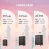 imiomo Carry on Luggage, 20 IN Carry-on Suitcase with Spinner Wheels, Hardside 3PCS Set Lightweight Rolling Travel Luggage with TSA Lock(20"/Black) - Image 6