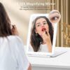 Rechargeable Travel Makeup Mirror with 10X Magnifying Mirror, Vanity Mirror with 80LEDs, 3 Color Lighting, High Capacity 2000mAh Batteries, Portable Ultra Slim Lighted Makeup Mirror, Travel Essential - Image 4