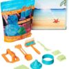 Amazon Basics 3lbs Moldable Sensory Play Sand with Castle Molds and Tool Set, for Kids Ages 3 and Up, Blue Color