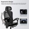 Ergonomic Office Chair, Reclining High Back Mesh Chair with Lumbar Support Swivel Rolling Home Task Desk Chair with Headrest and Footrest Computer Executive Desk Chair with Padded Armrests,Black - Image 6
