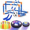 Hover Soccer Ball for Kids, 3-in-1 Hover Hockey Bowling Set Game, Indoor and Outdoor Sports Toys for Kids Ages 3 4 5 6 7 8-12 - Rechargeable LED Soccer Games Toys for 3-12 Year Old Boys