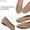 HEAWISH Women's Floral Ballet Flats for Women Black Beige Slip On Flowers PU Leather Round Toe Dress Shoes - Image 3