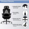 Ergonomic Office Chair, Reclining High Back Mesh Chair with Lumbar Support Swivel Rolling Home Task Desk Chair with Headrest and Footrest Computer Executive Desk Chair with Padded Armrests,Black - Image 5