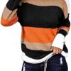 Dokotoo Fall Sweaters Round Neck Striped Cute Winter Pullover Sweaters for Women Trendy 2023 Drawstring