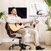 Office Chair - Ergonomic Executive Computer Desk Chairs with Adjustable Flip-up Armrest, Swivel Task Chair with Lumbar Support, Strong Metal Base, PU Leather, White - Image 6