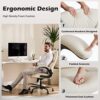 Office Chair - Ergonomic Executive Computer Desk Chairs with Adjustable Flip-up Armrest, Swivel Task Chair with Lumbar Support, Strong Metal Base, PU Leather, White - Image 3
