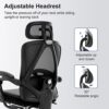 Ergonomic Office Chair, Reclining High Back Mesh Chair with Lumbar Support Swivel Rolling Home Task Desk Chair with Headrest and Footrest Computer Executive Desk Chair with Padded Armrests,Black - Image 7