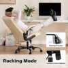 Office Chair - Ergonomic Executive Computer Desk Chairs with Adjustable Flip-up Armrest, Swivel Task Chair with Lumbar Support, Strong Metal Base, PU Leather, White - Image 5