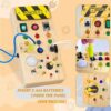 Montessori Busy Board for Toddlers 1-3, Wooden Sensory Toys with 8 LED Light Switches for 1+ Year Old Baby Kids Christmas Stocking Stuffers Birthday Gifts for 2-4 Year Old Sorting & Stacking Toys - Image 3