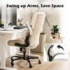 Office Chair - Ergonomic Executive Computer Desk Chairs with Adjustable Flip-up Armrest, Swivel Task Chair with Lumbar Support, Strong Metal Base, PU Leather, White - Image 4