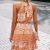 BTFBM Women 2023 Summer Halter Neck Dresses Sleeveless Casual Floral Polka Dot Leopard Print Short Boho Ruffle Sundress - Image 5
