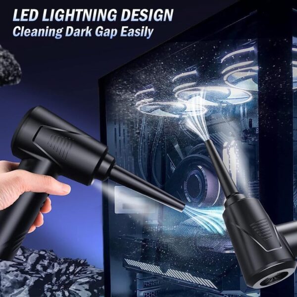 Compressed Air Duster - 3 Gear Adjustable 80000RPM Electric Air Duster, Cordless Air Blower with LED Light for Computer Keyboard Car Electric Devices Cleaning… - Image 7